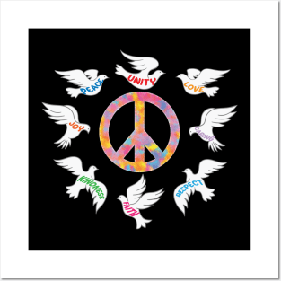 Unity Day Anti Bullying Doves Peace Sign Posters and Art